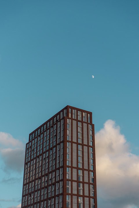 Tall commercial building facade