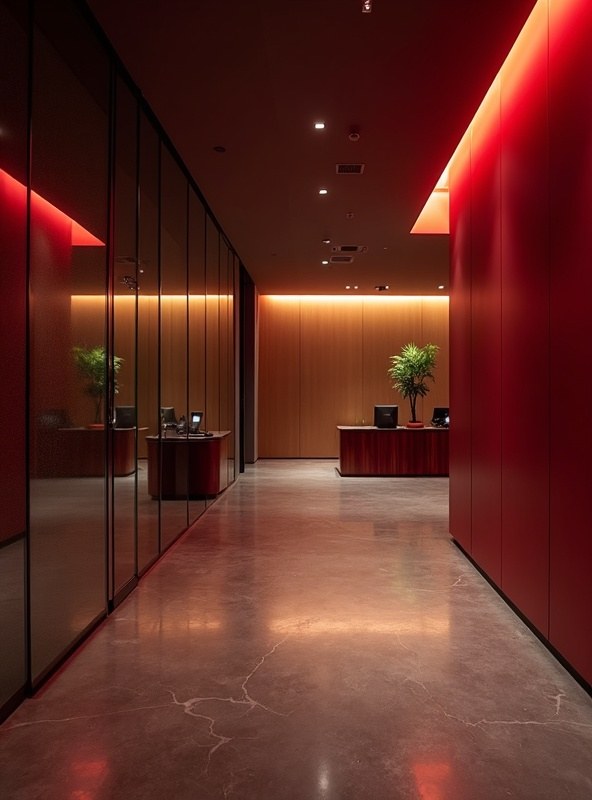 Modern office corridor, cleaned and polished