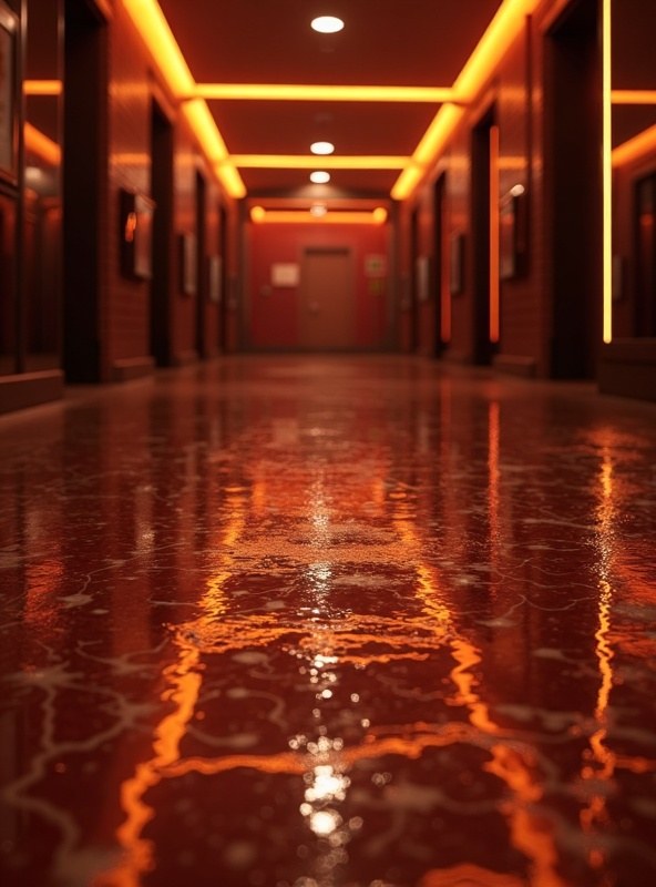 Polished corridor floor with a mirror shine